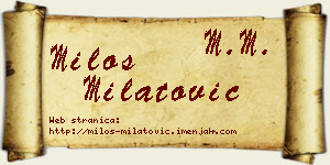 Miloš Milatović vizit kartica